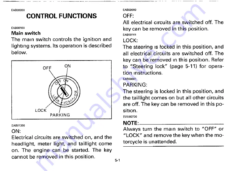 Yamaha 1993 XV1000E Owner'S Manual Download Page 22