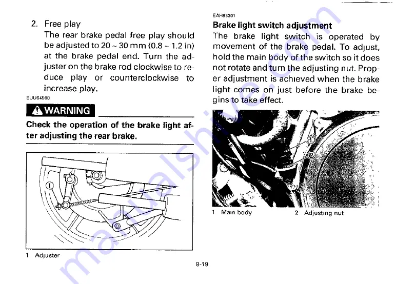 Yamaha 1993 XV1000E Owner'S Manual Download Page 71