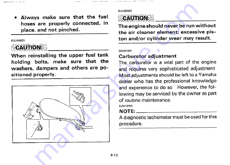 Yamaha 1993 XV535E Owner'S Manual Download Page 60