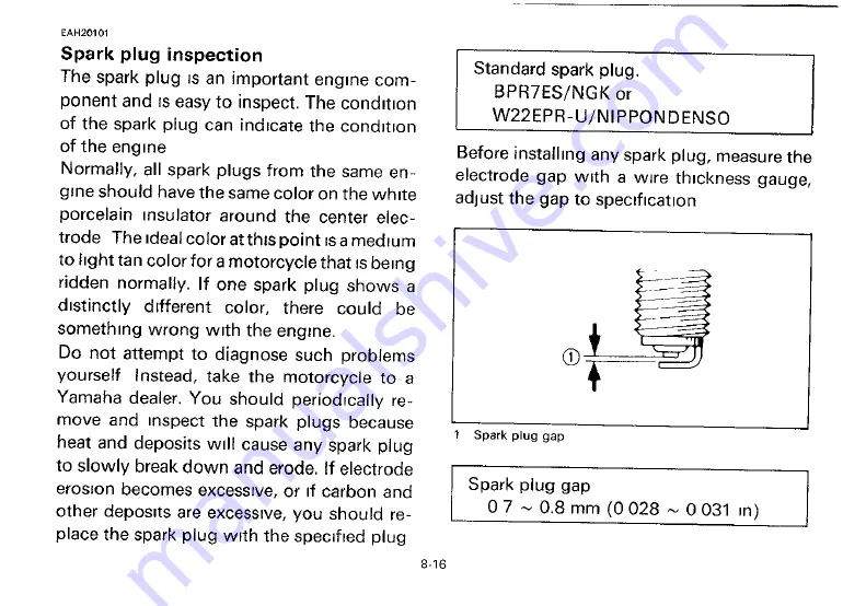 Yamaha 1993 XV535E Owner'S Manual Download Page 63