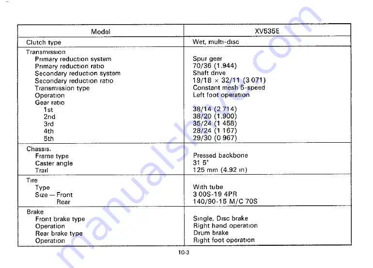 Yamaha 1993 XV535E Owner'S Manual Download Page 88