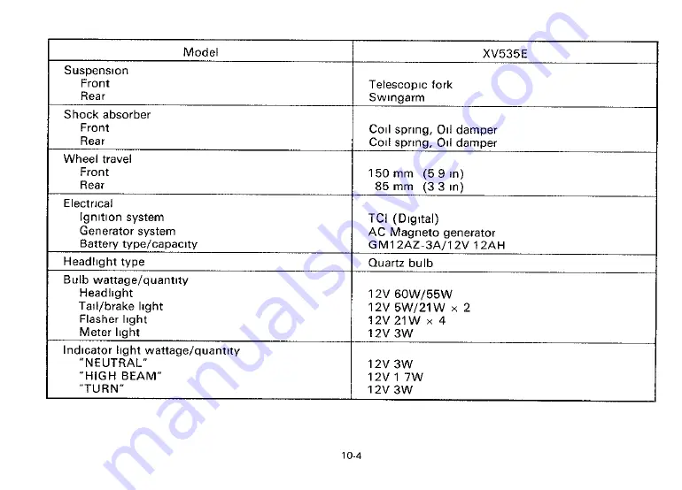 Yamaha 1993 XV535E Owner'S Manual Download Page 89