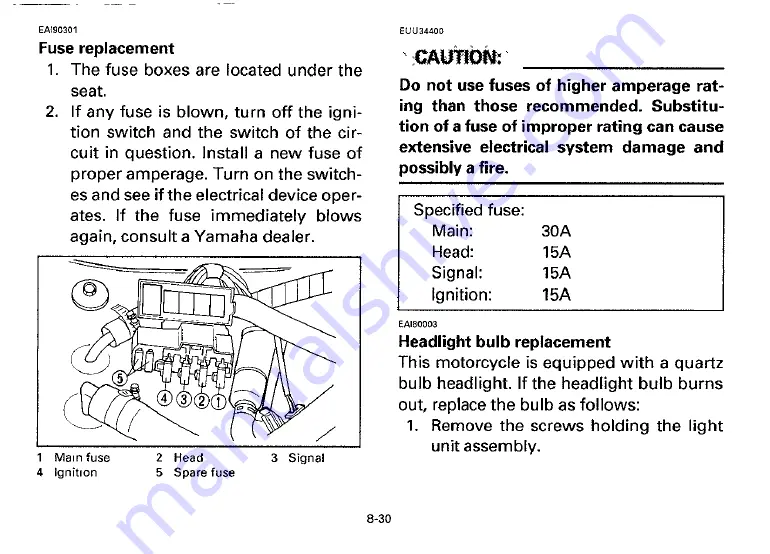 Yamaha 1994 XV535F Owner'S Manual Download Page 78