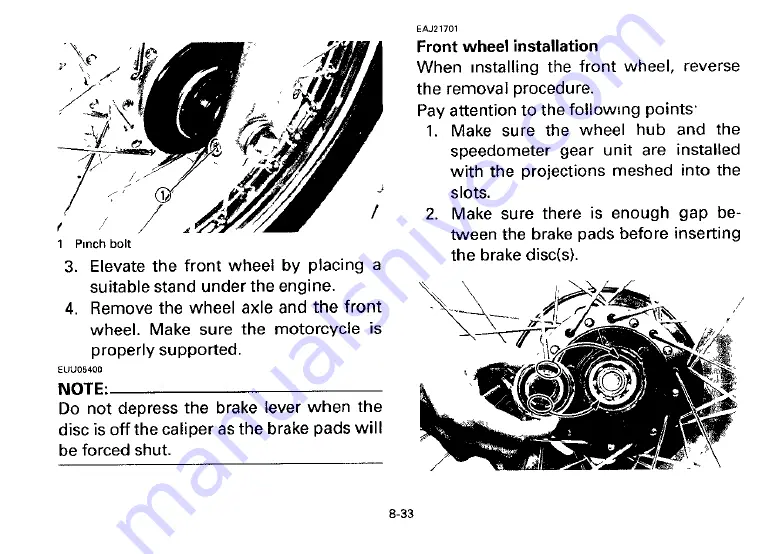 Yamaha 1994 XV535F Owner'S Manual Download Page 81