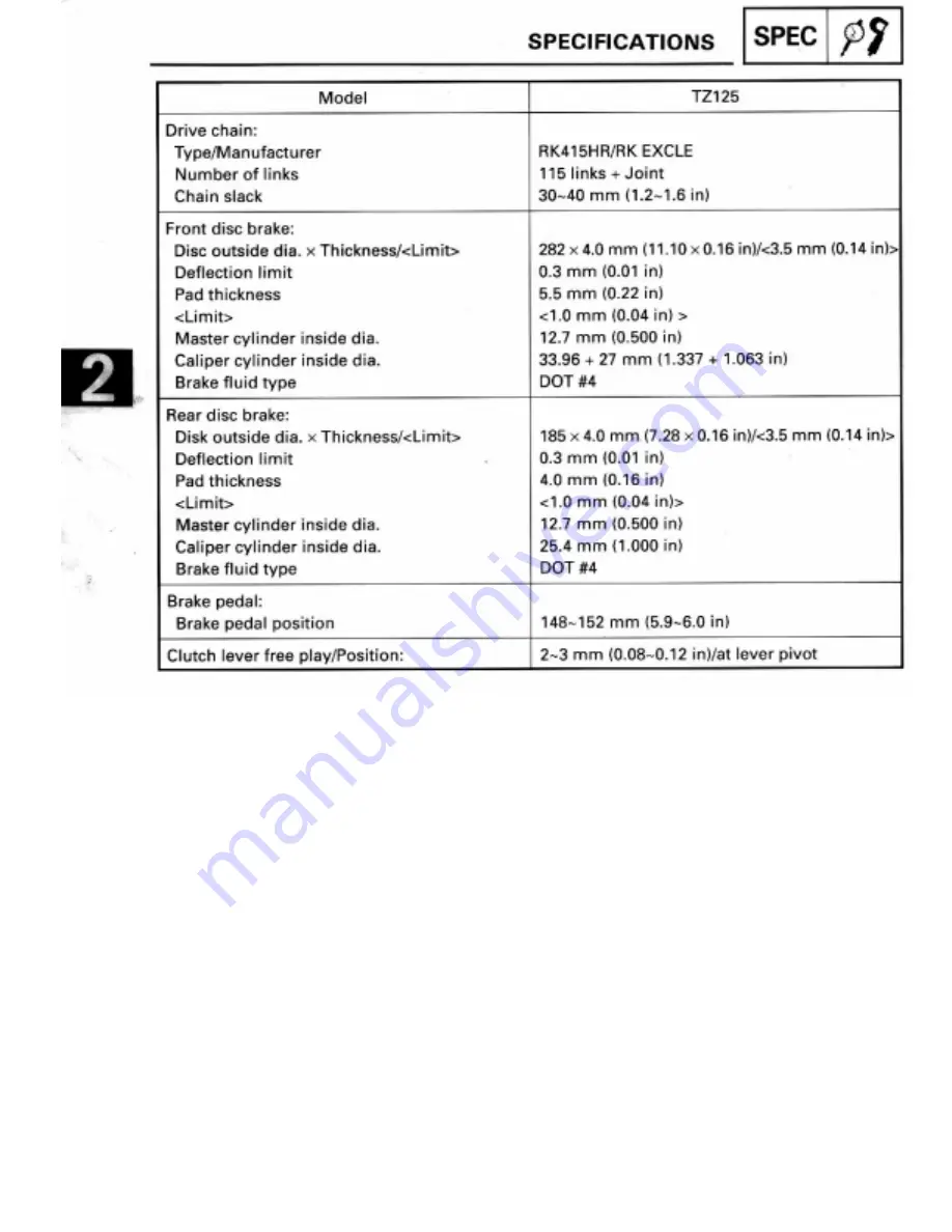 Yamaha 1995 TZ125G1/(G) Manual Download Page 24