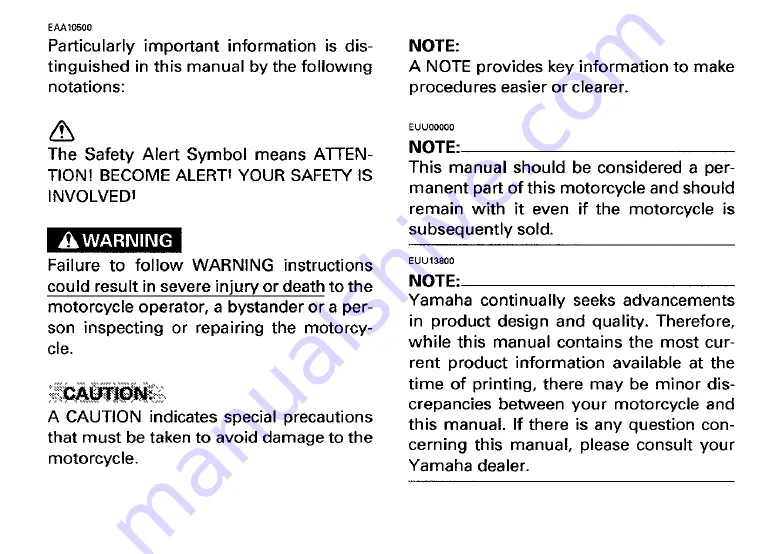 Yamaha 1996 XV1100H Owner'S Manual Download Page 3