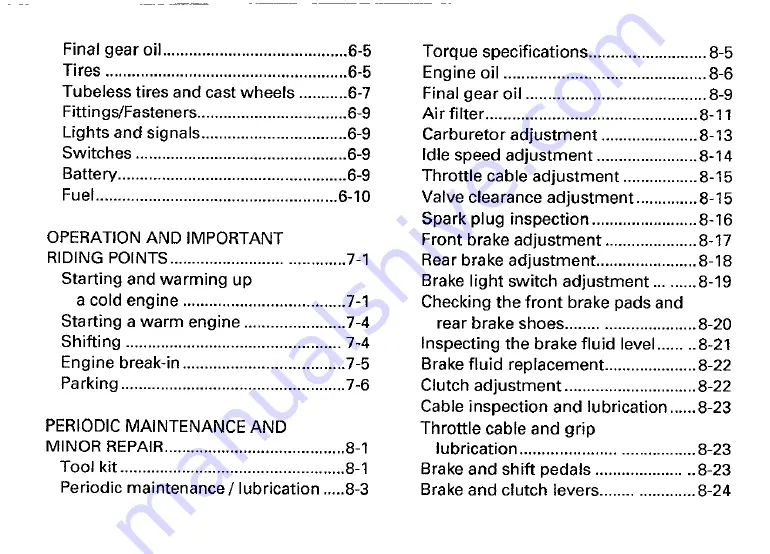 Yamaha 1996 XV1100H Owner'S Manual Download Page 6