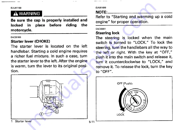 Yamaha 1996 XV1100H Owner'S Manual Download Page 31