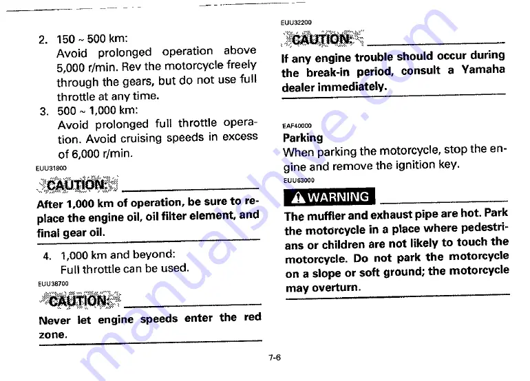 Yamaha 1996 XV1100H Owner'S Manual Download Page 52