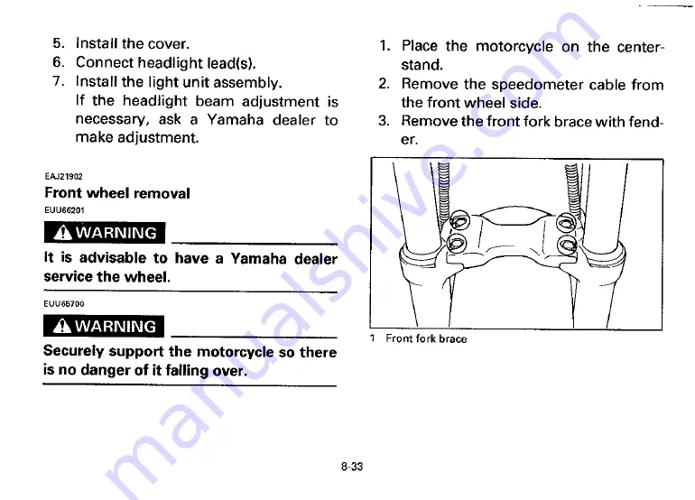 Yamaha 1996 XV1100H Owner'S Manual Download Page 85