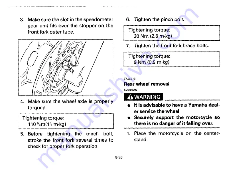 Yamaha 1996 XV1100H Owner'S Manual Download Page 88