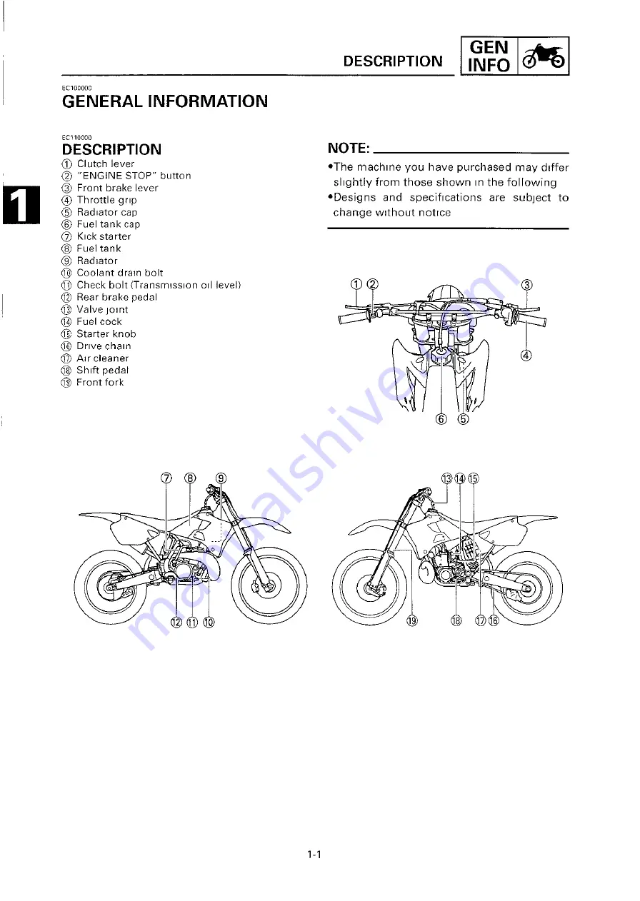 Yamaha 2000 YZ250/LC Скачать руководство пользователя страница 26