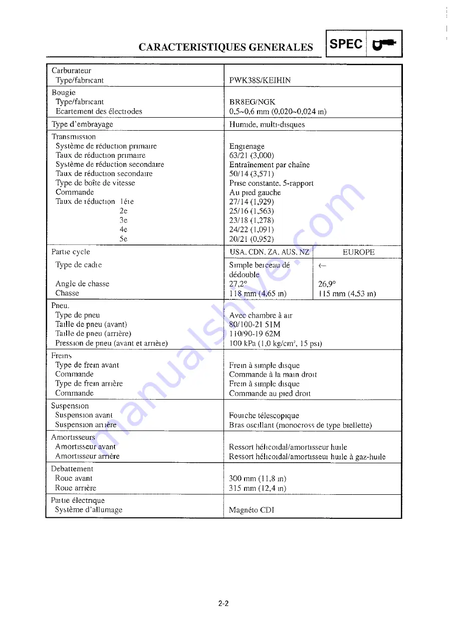 Yamaha 2000 YZ250/LC Owner'S Service Manual Download Page 79