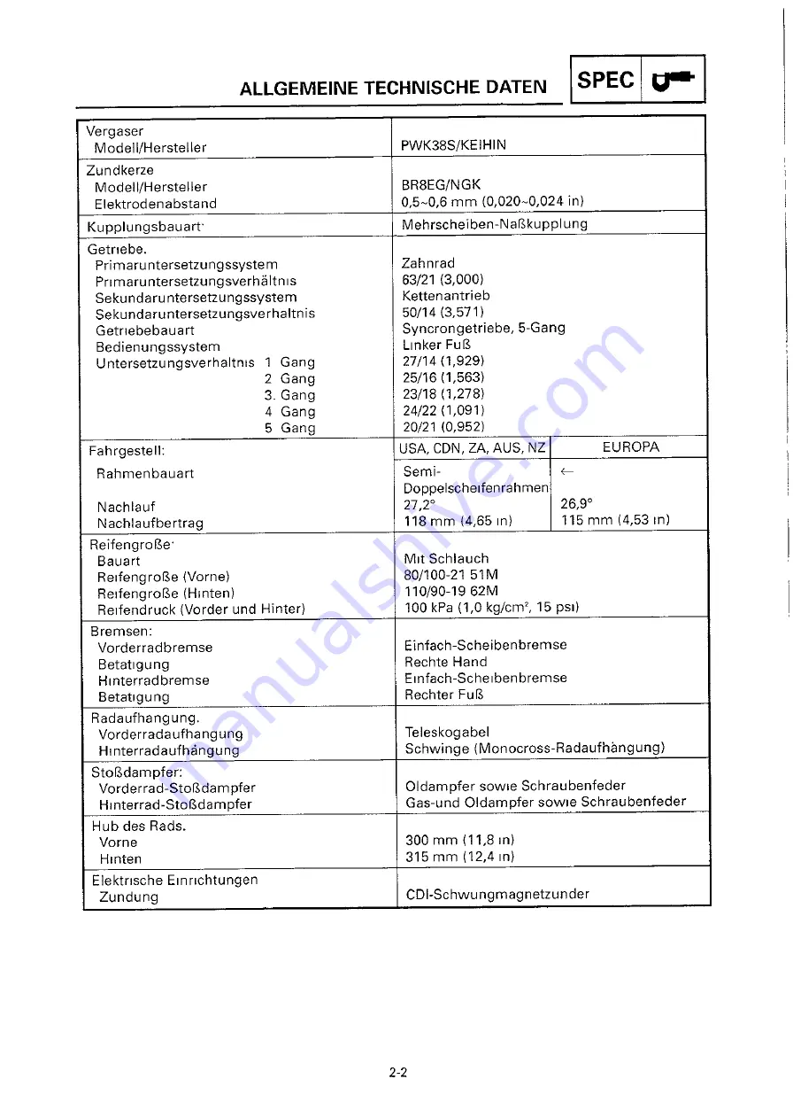 Yamaha 2000 YZ250/LC Owner'S Service Manual Download Page 91