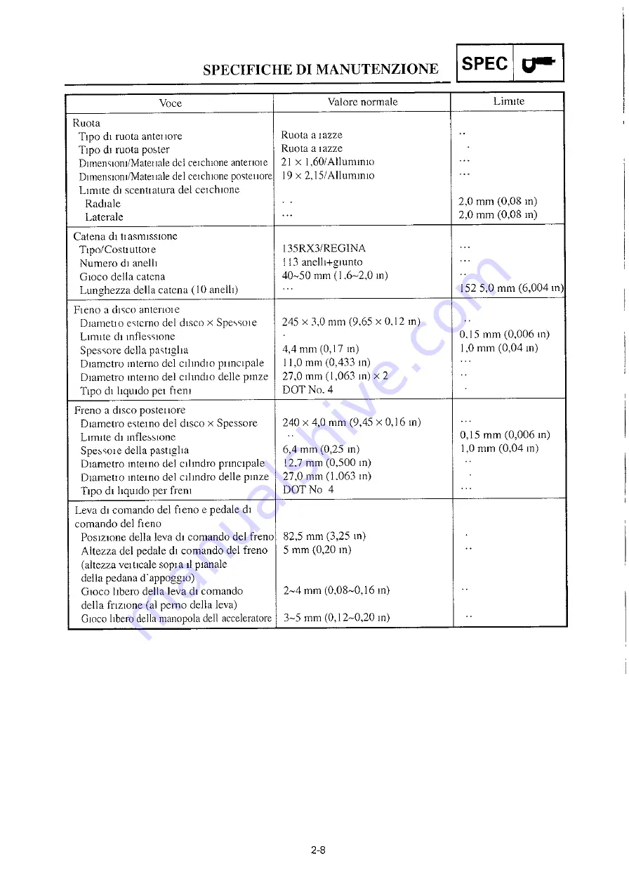 Yamaha 2000 YZ250/LC Owner'S Service Manual Download Page 109