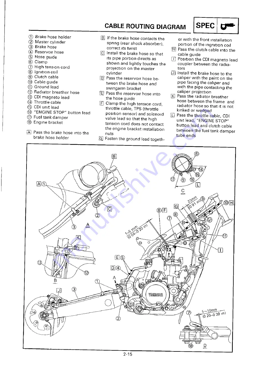 Yamaha 2000 YZ250/LC Скачать руководство пользователя страница 118