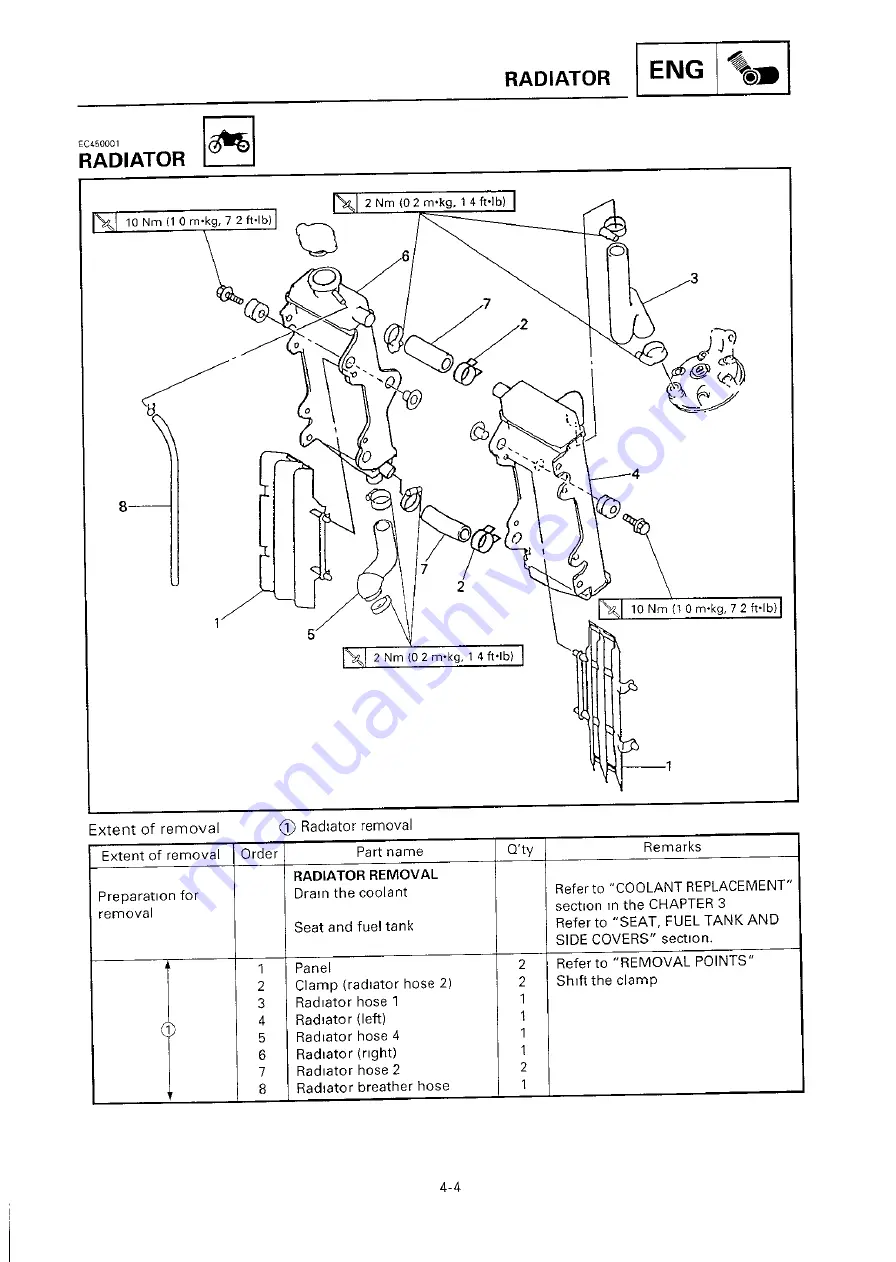 Yamaha 2000 YZ250/LC Owner'S Service Manual Download Page 216