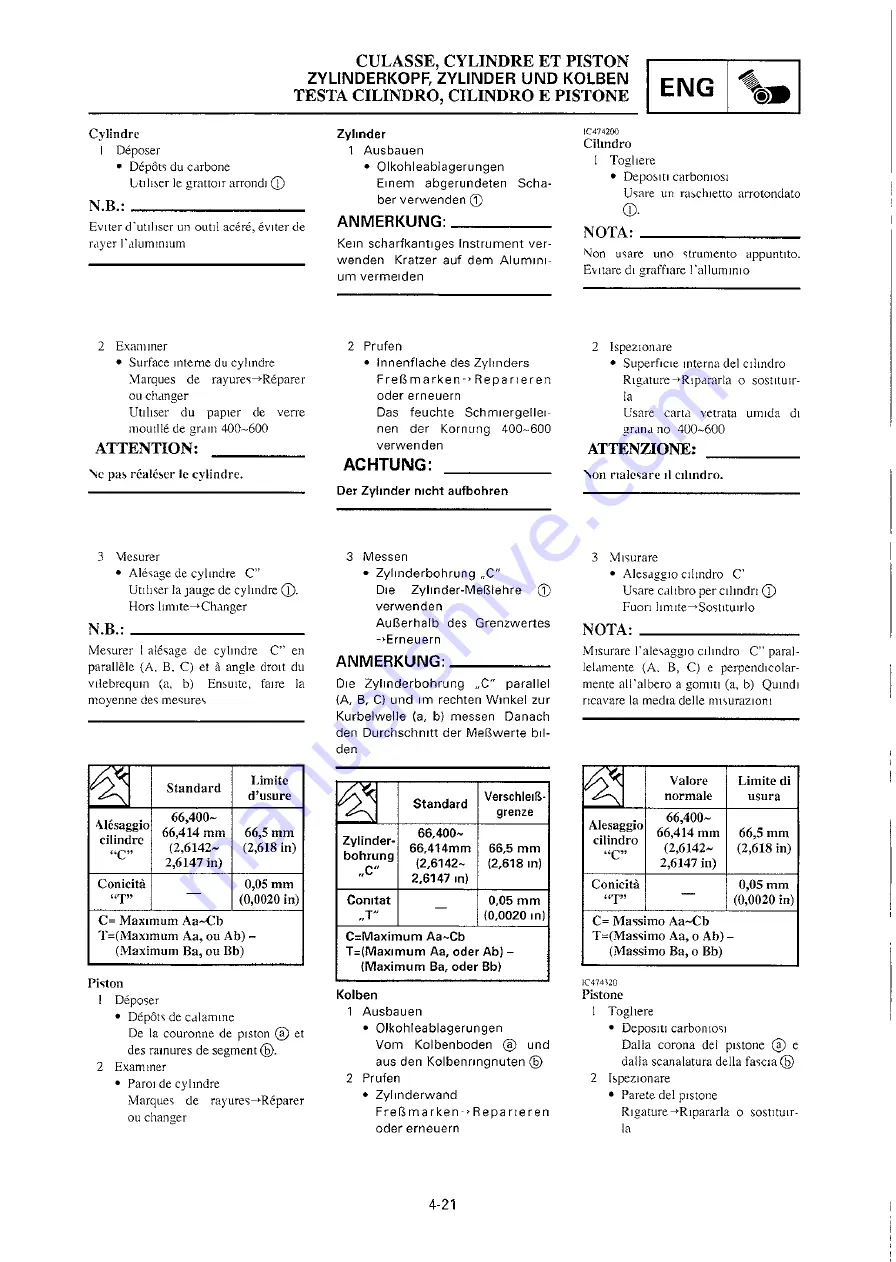 Yamaha 2000 YZ250/LC Owner'S Service Manual Download Page 251