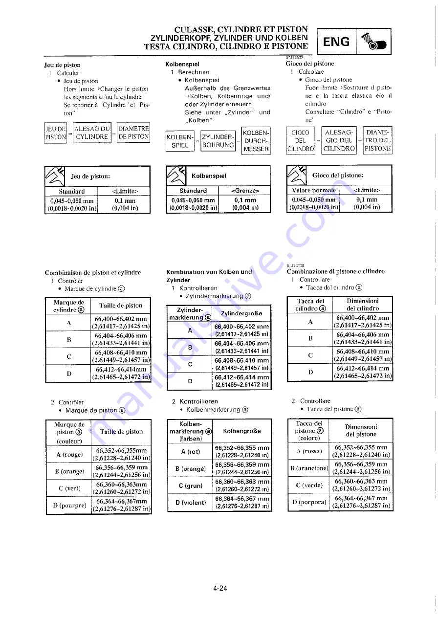 Yamaha 2000 YZ250/LC Owner'S Service Manual Download Page 257