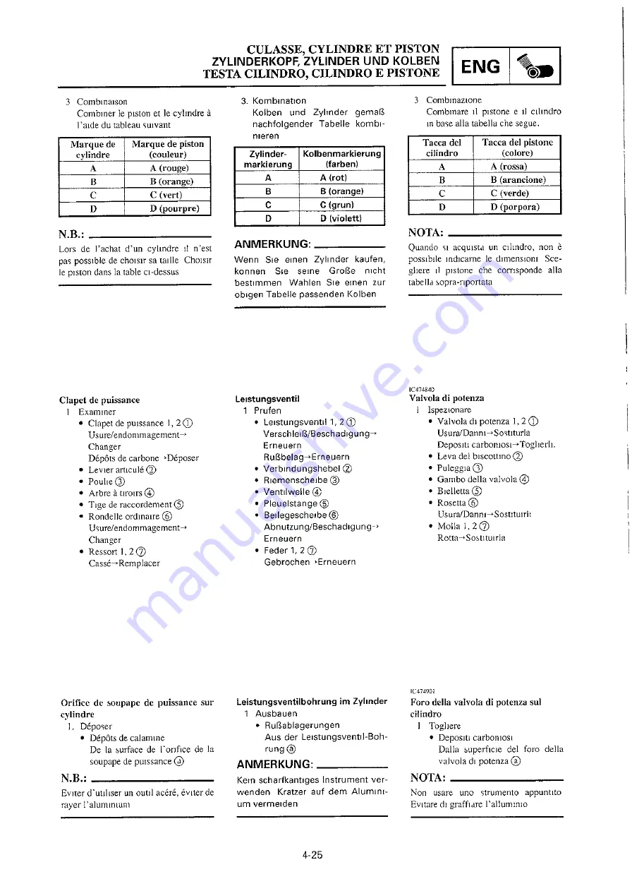 Yamaha 2000 YZ250/LC Owner'S Service Manual Download Page 259