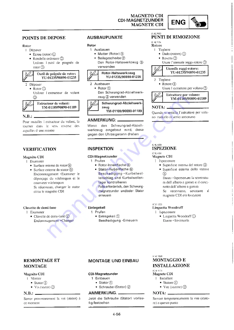 Yamaha 2000 YZ250/LC Owner'S Service Manual Download Page 321