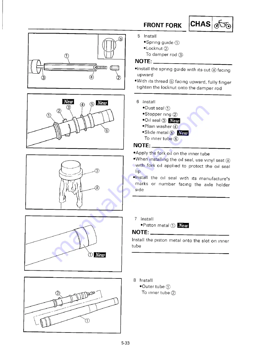 Yamaha 2000 YZ250/LC Owner'S Service Manual Download Page 424