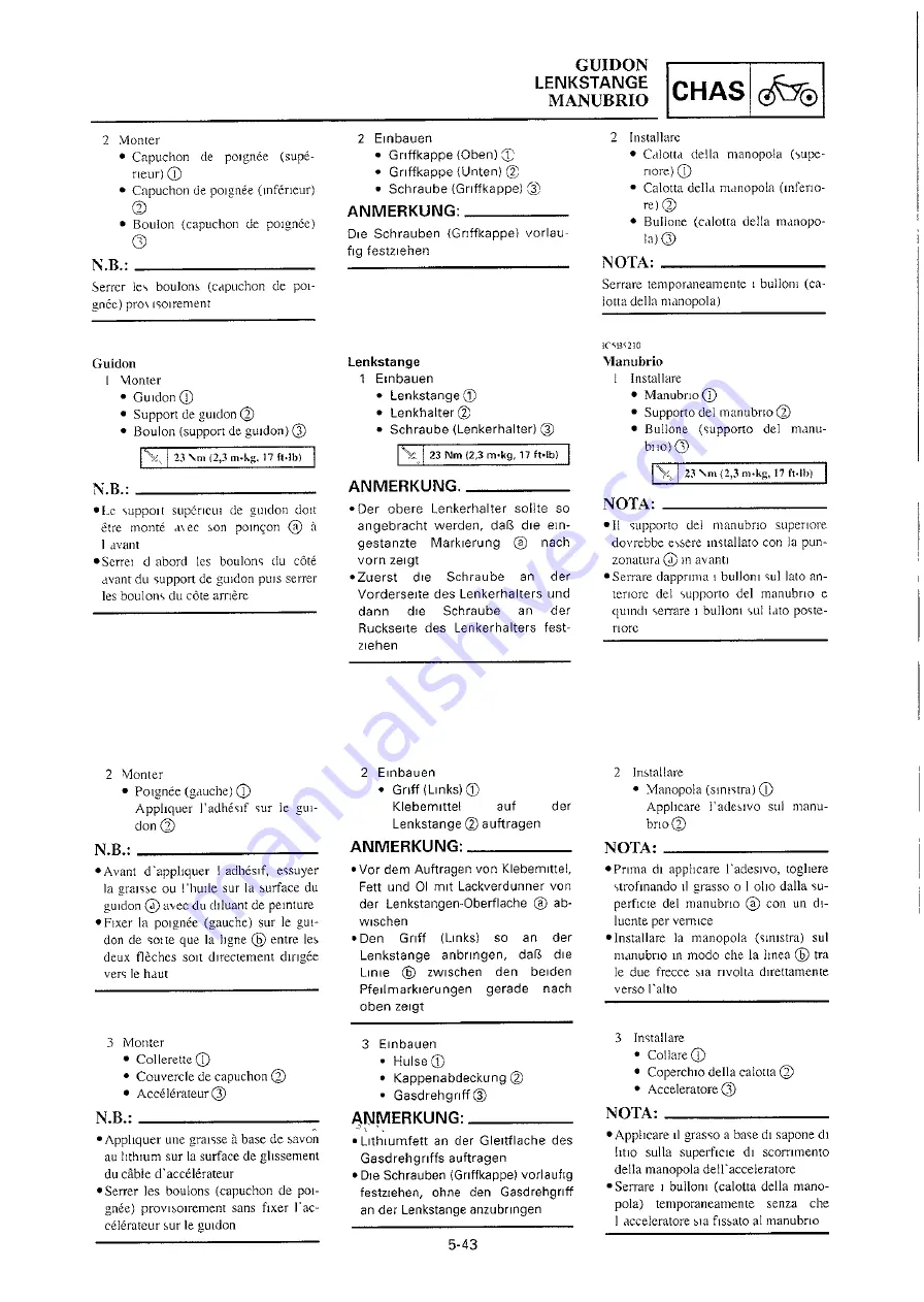 Yamaha 2000 YZ250/LC Owner'S Service Manual Download Page 445