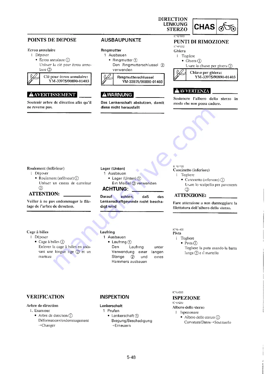 Yamaha 2000 YZ250/LC Owner'S Service Manual Download Page 455