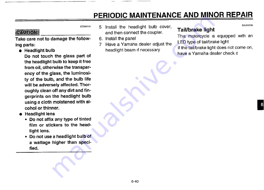 Yamaha 2002 YZF-R6P Owner'S Manual Download Page 92