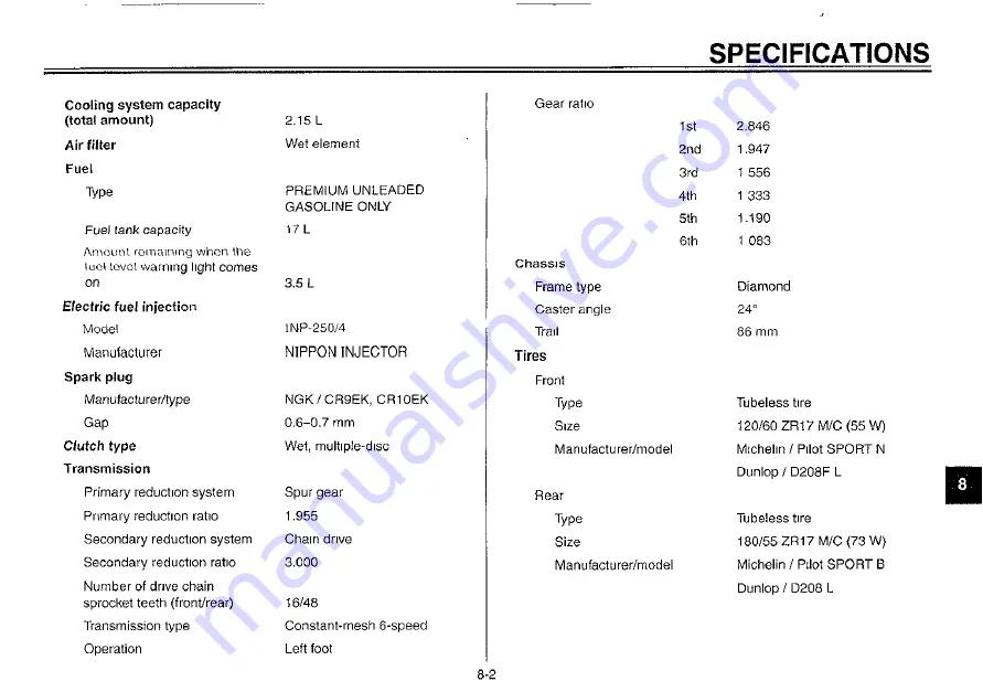 Yamaha 2003 YZF-R6R Скачать руководство пользователя страница 119