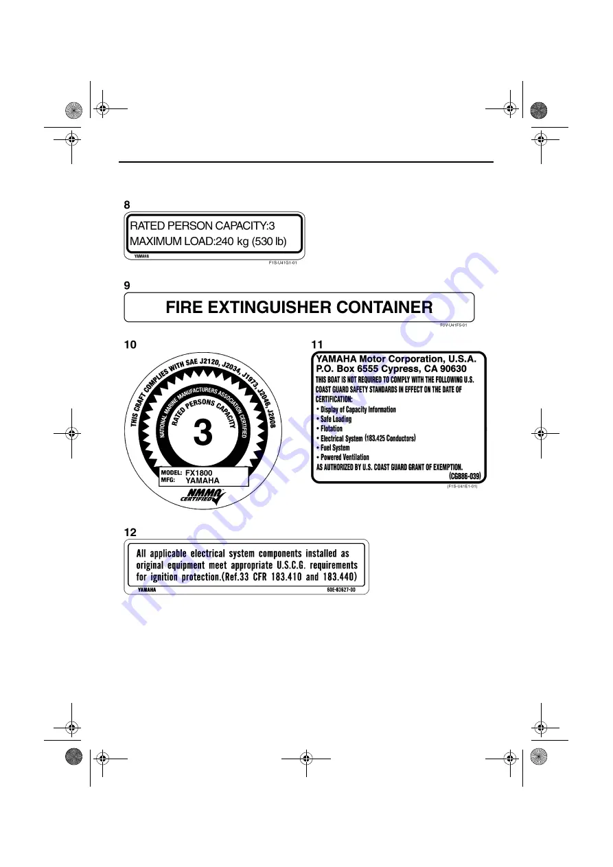 Yamaha 2008 WaveRunner FX SHO: 2008 WaveRunner FX Cruiser SHO Owner'S Manual Download Page 13