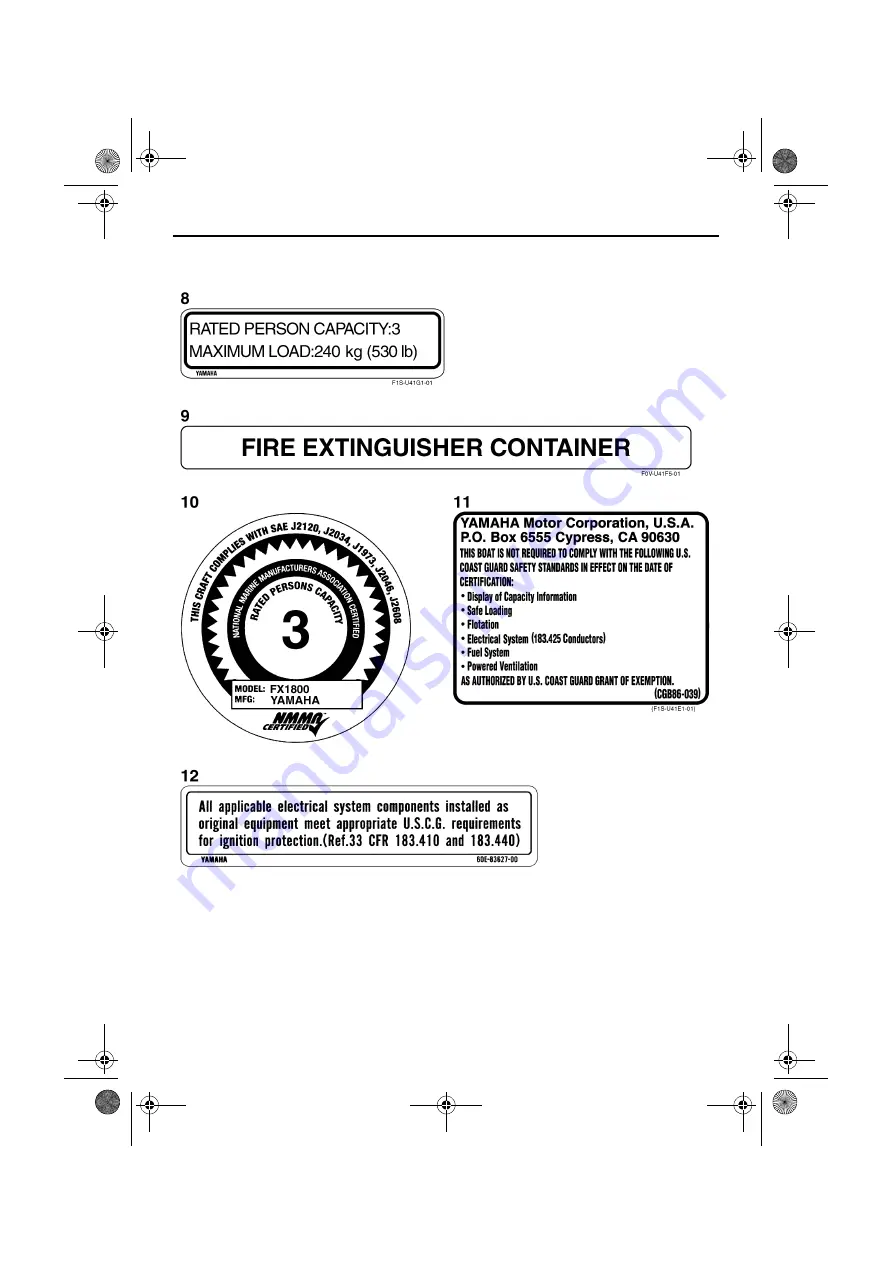 Yamaha 2009 WaveRunner FX Cruiser SHO Owner'S Manual Download Page 13