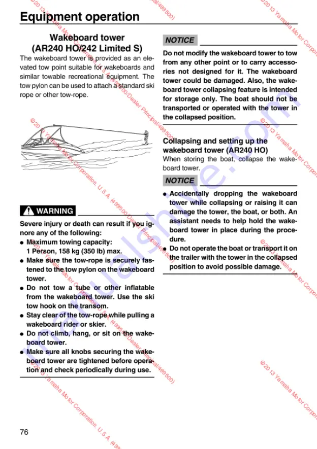 Yamaha 2013 242 Limited S Owner'S/Operator'S Manual Download Page 82