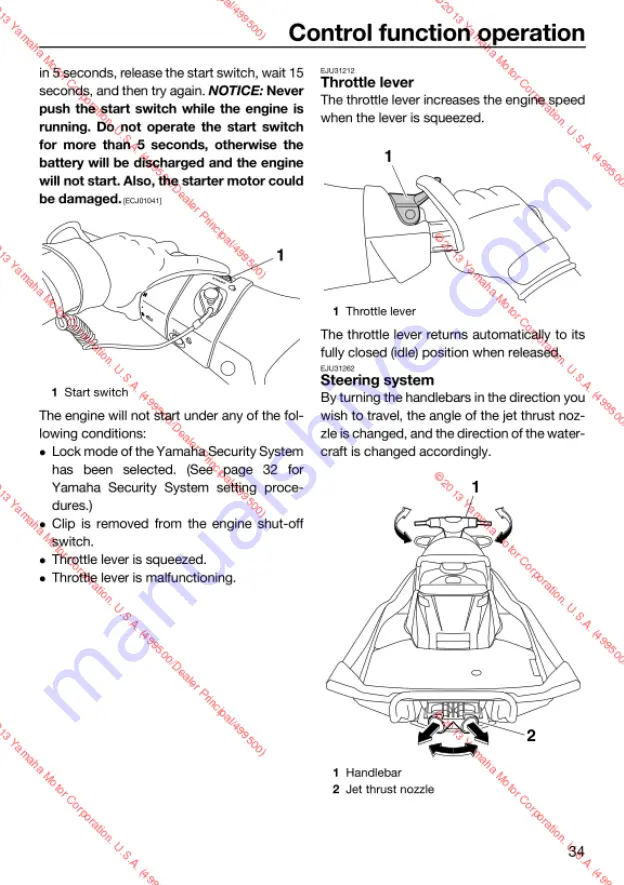 Yamaha 2014 Waverunner FX Cruiser HO Owner'S/Operator'S Manual Download Page 39