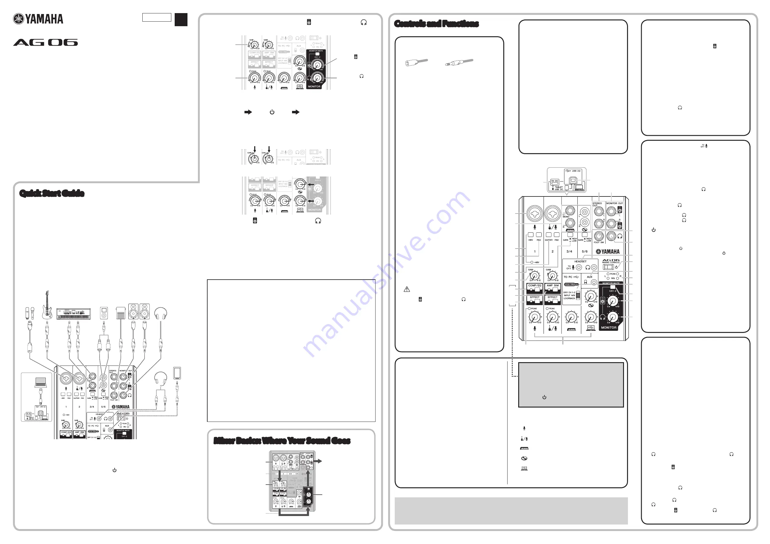 Yamaha AG06 Owner'S Manual Download Page 1