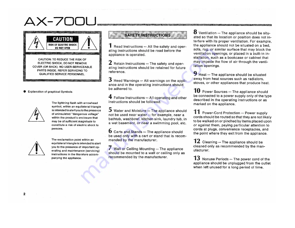 Yamaha AX-700U Скачать руководство пользователя страница 2