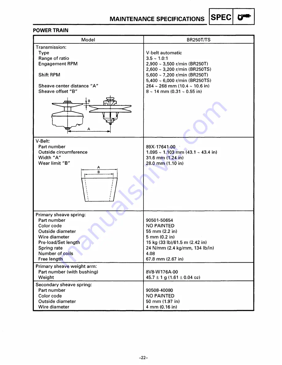 Yamaha BR250F Service Manual Download Page 181