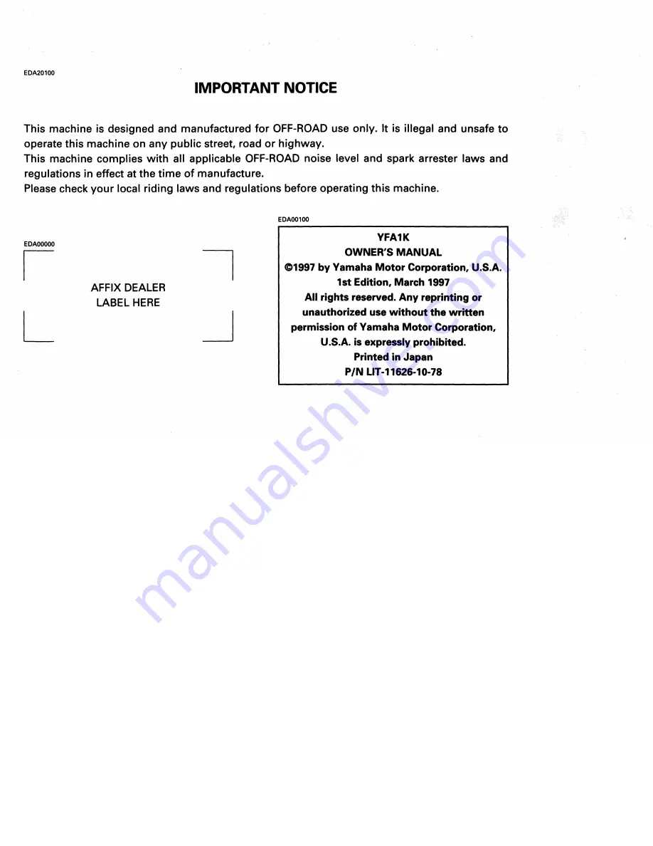 Yamaha BREEZE YFA1K Owner'S Manual Download Page 5