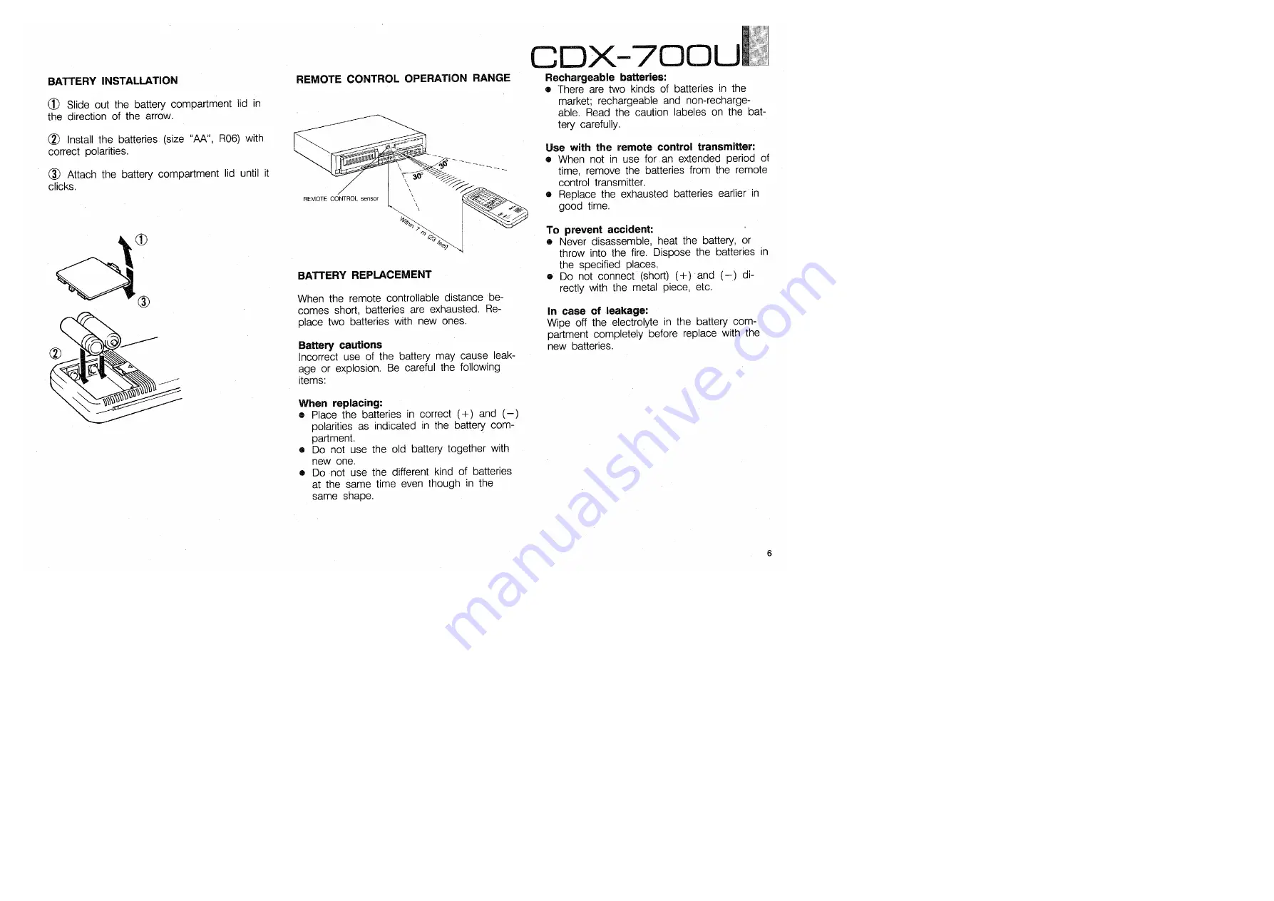 Yamaha CDX-700U Owner'S Manual Download Page 7