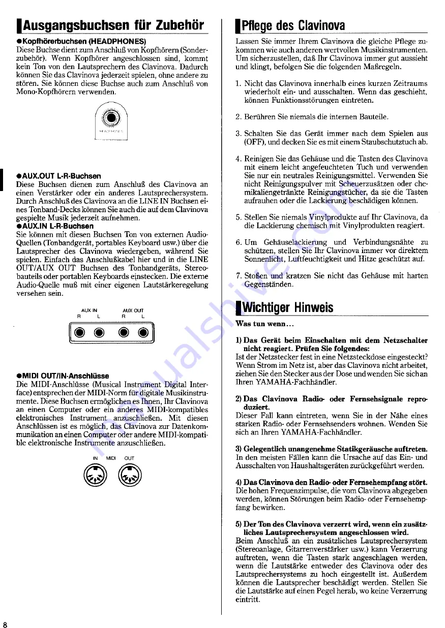 Yamaha Clavinova CLP-50 Owner'S Manual Download Page 7