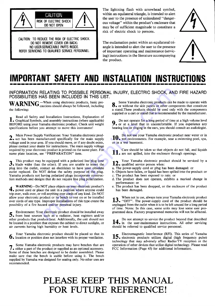 Yamaha Clavinova CLP-570 Owner'S Manual Download Page 2