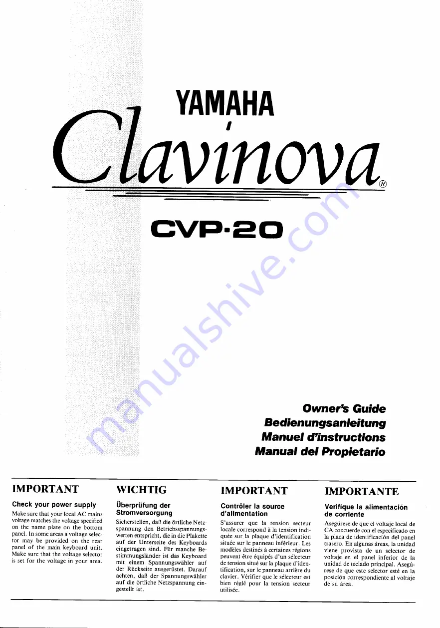 Yamaha Clavinova CVP-20 Скачать руководство пользователя страница 1