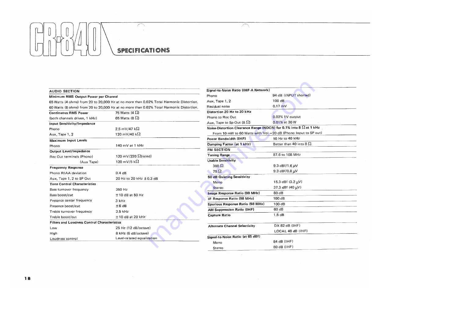 Yamaha CR-840 Owner'S Manual Download Page 20