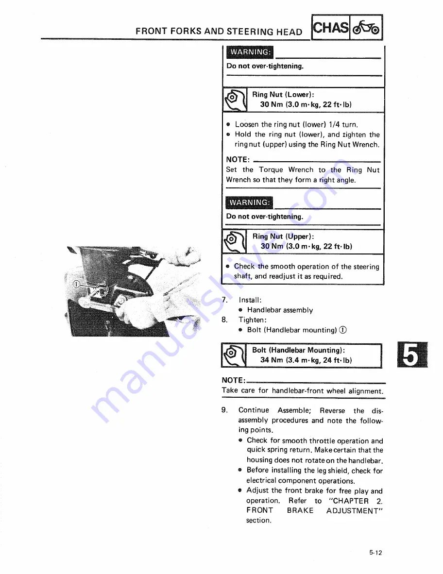 Yamaha CYGNUS.X XC125 Service Manual Download Page 107