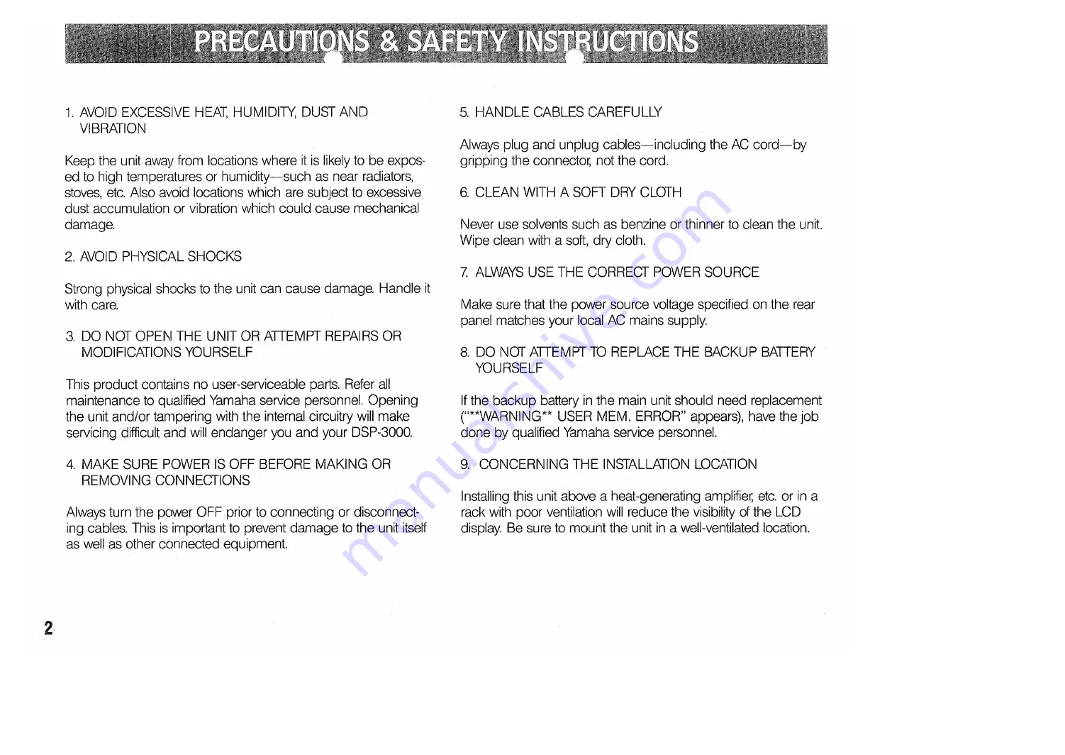 Yamaha DSP-3000 Operation Manual Download Page 4