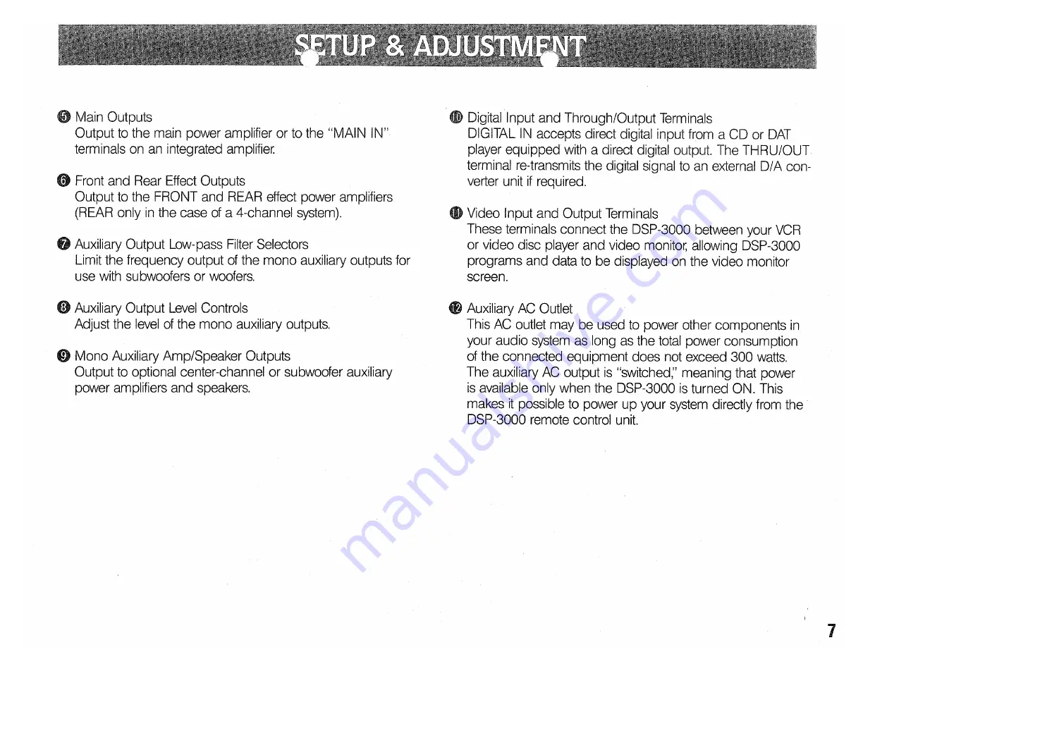 Yamaha DSP-3000 Operation Manual Download Page 9