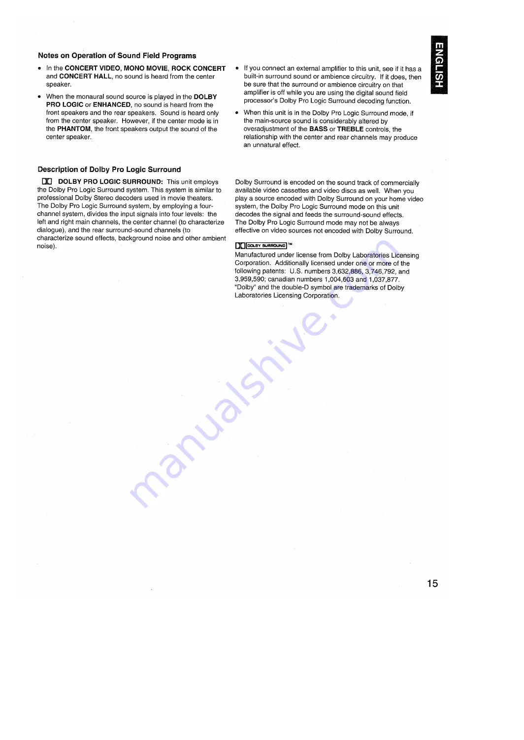 Yamaha DSP-A500 Owner'S Manual Download Page 15