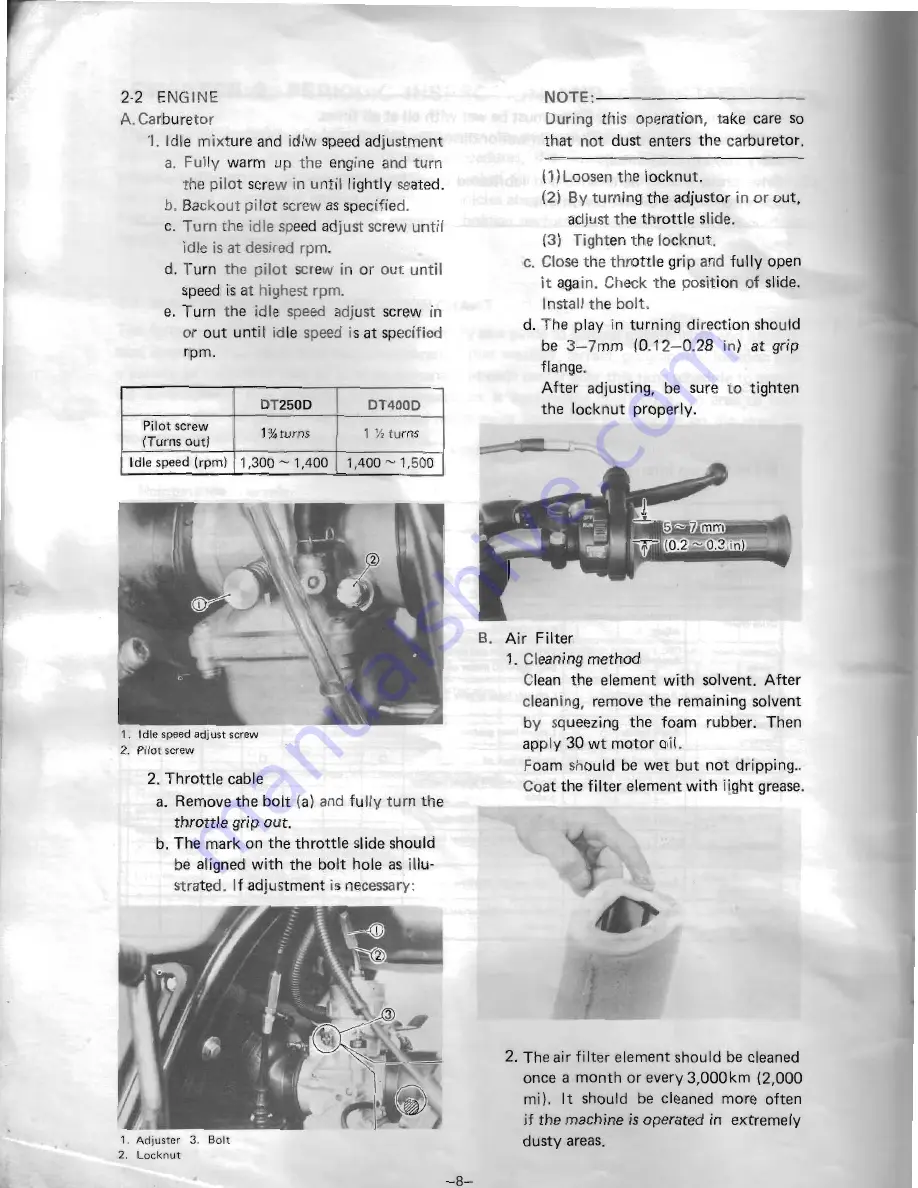 Yamaha DT250D Service Manual Download Page 10