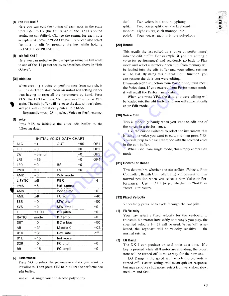 Yamaha DX11 Operating Manual Download Page 25