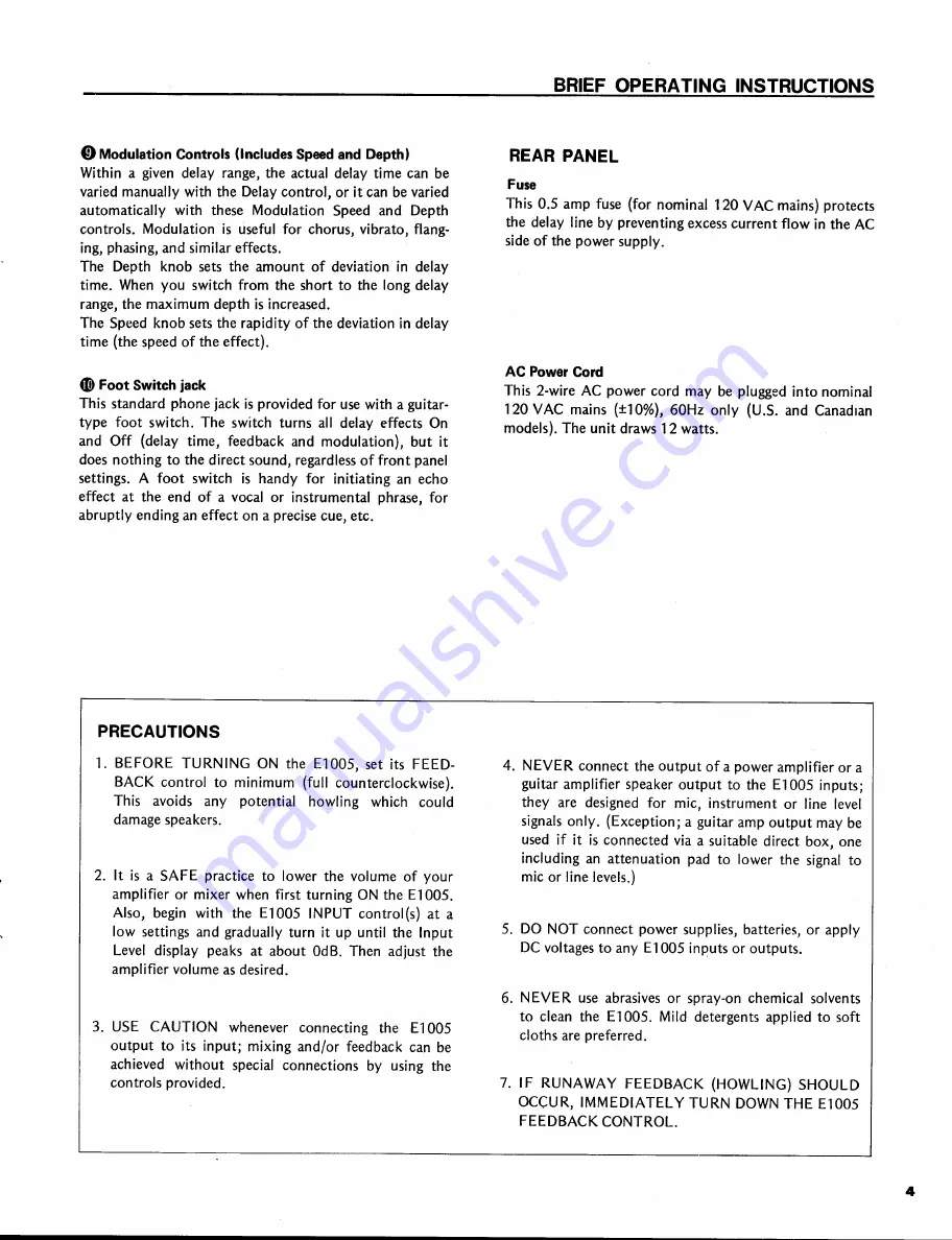 Yamaha E1005 Owner'S Manual Download Page 5